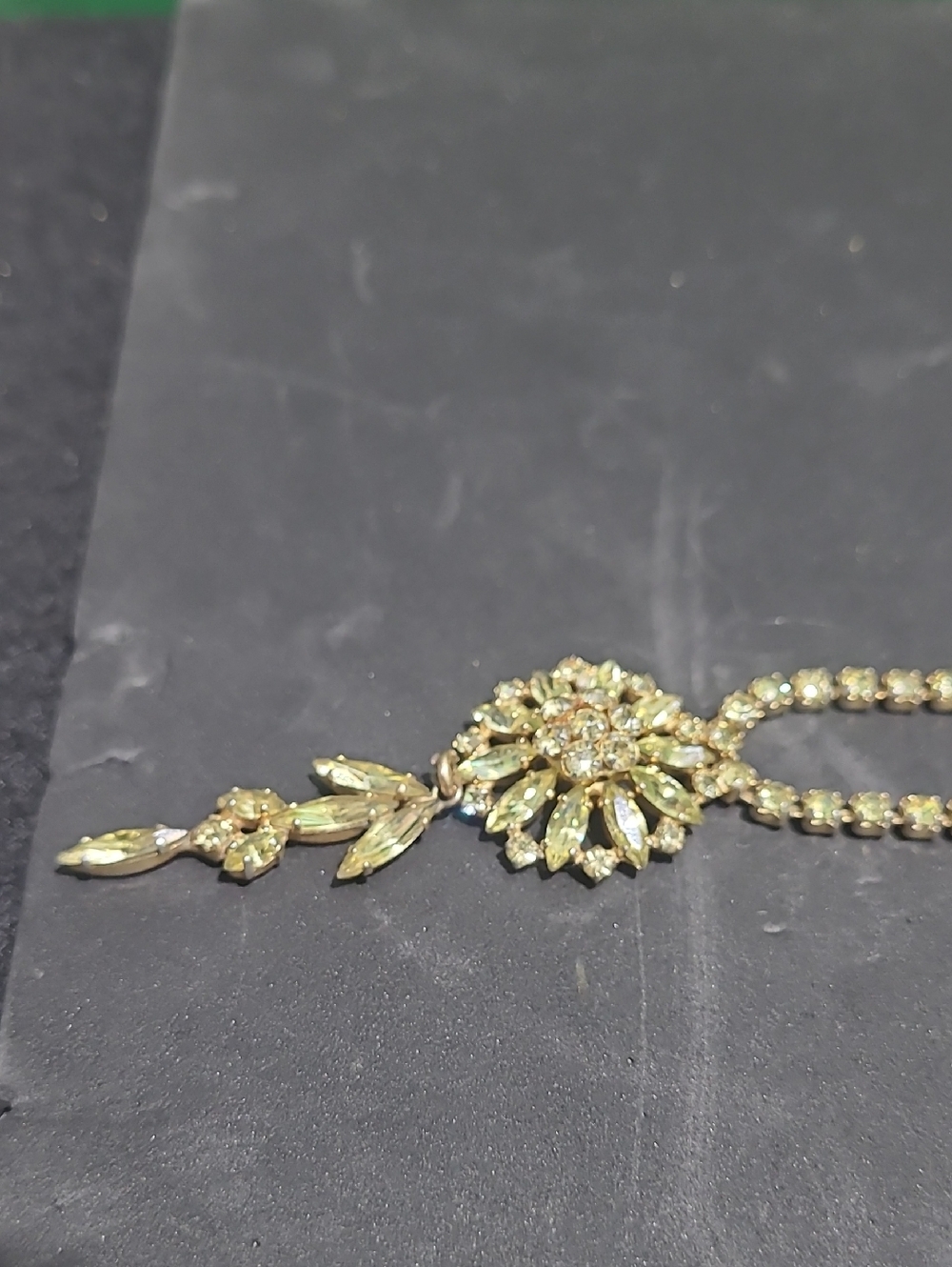 Elegant Sherman Gold-Tone Floral Crystal Rhinestone Pendant Necklace - Picture 8 of 14